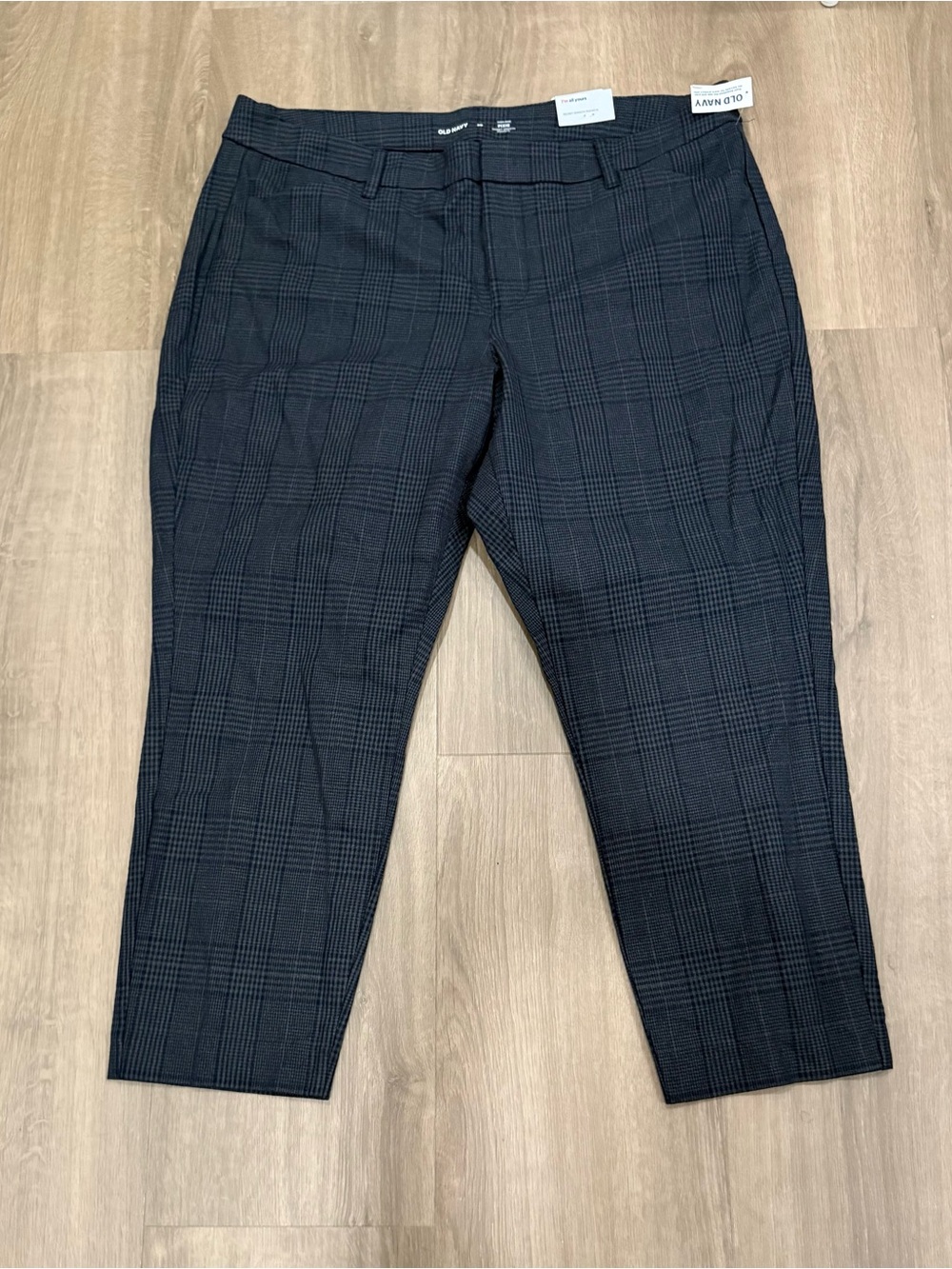 Old Navy High Rise Pixie Ankle Pants Blue Plaid Stretch Slim Size 20W